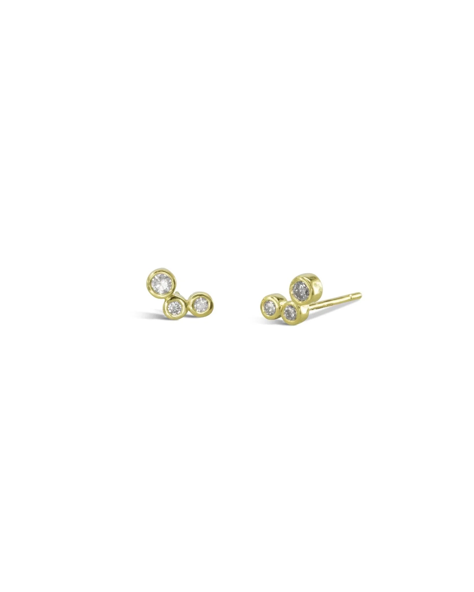 Water Bubbles Offset Diamond Stud Earrings Earrings Pruden and Smith