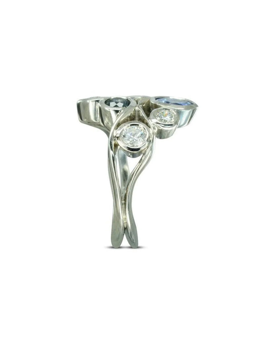 Water Bubbles Organic Sapphire and Diamond Ring Ring Pruden and Smith
