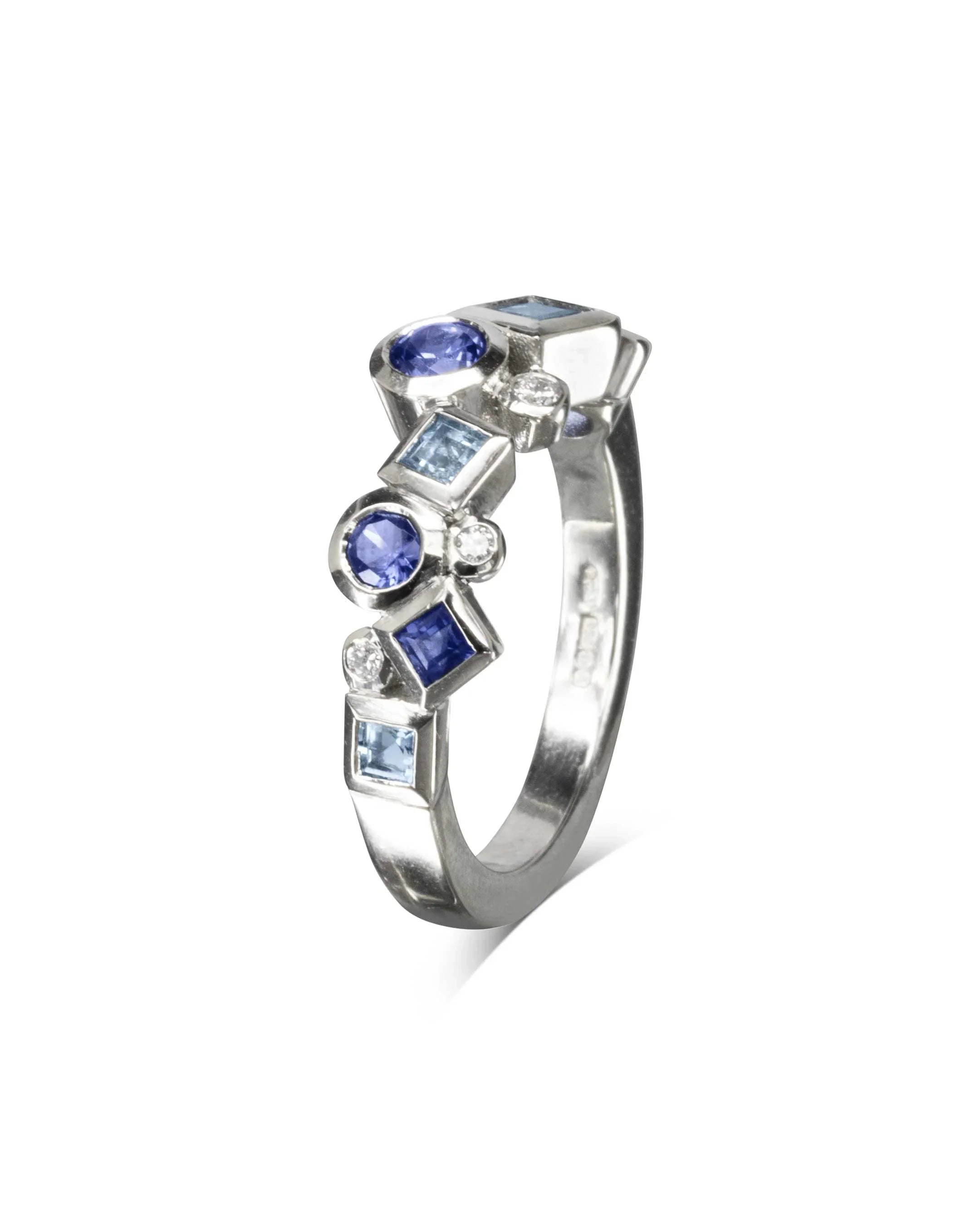 Unique Bubbles Rocky Two Row Half Eternity Ring Pruden and Smith