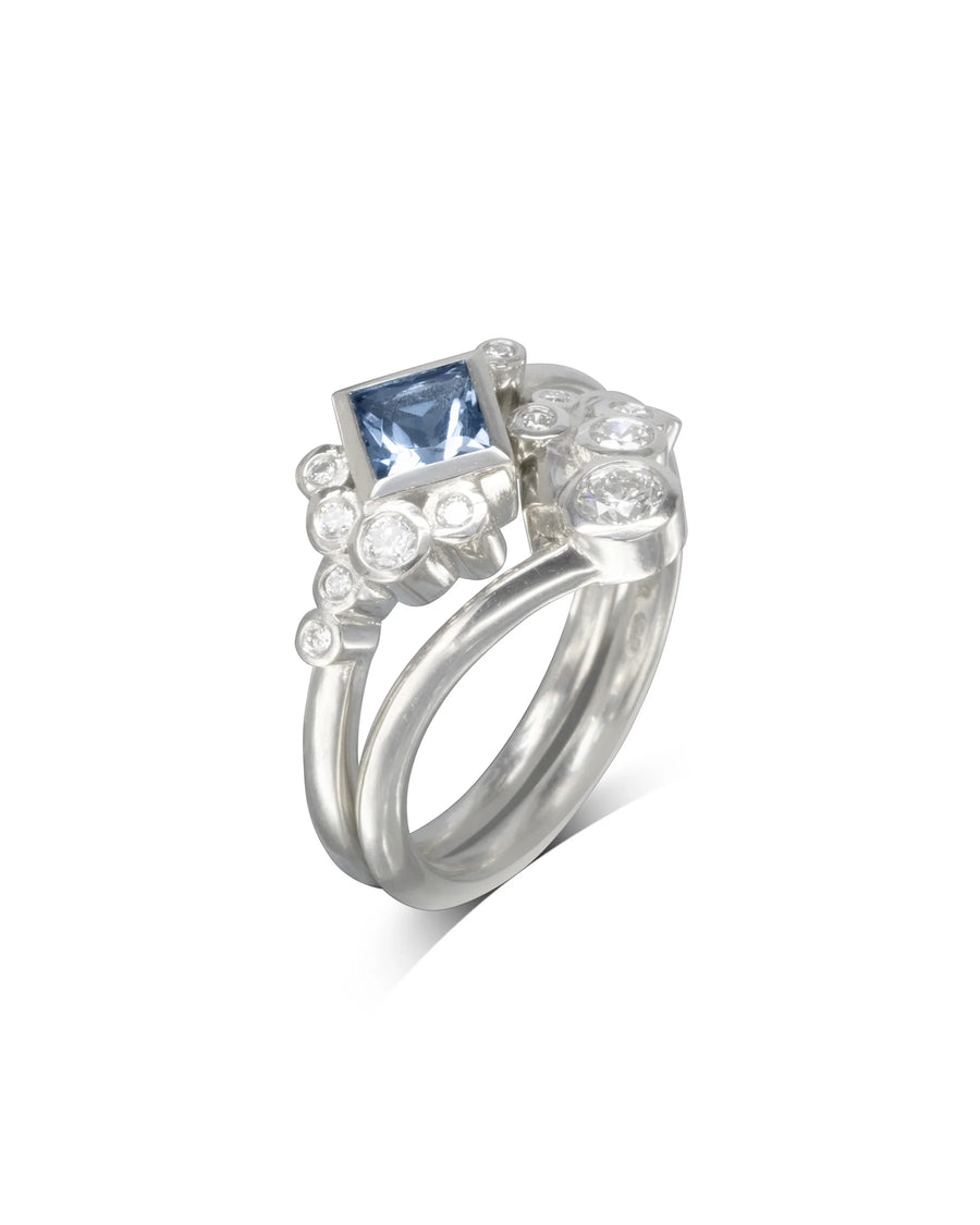 Bubbles Wishbone Diamond Ring Pruden and Smith Set