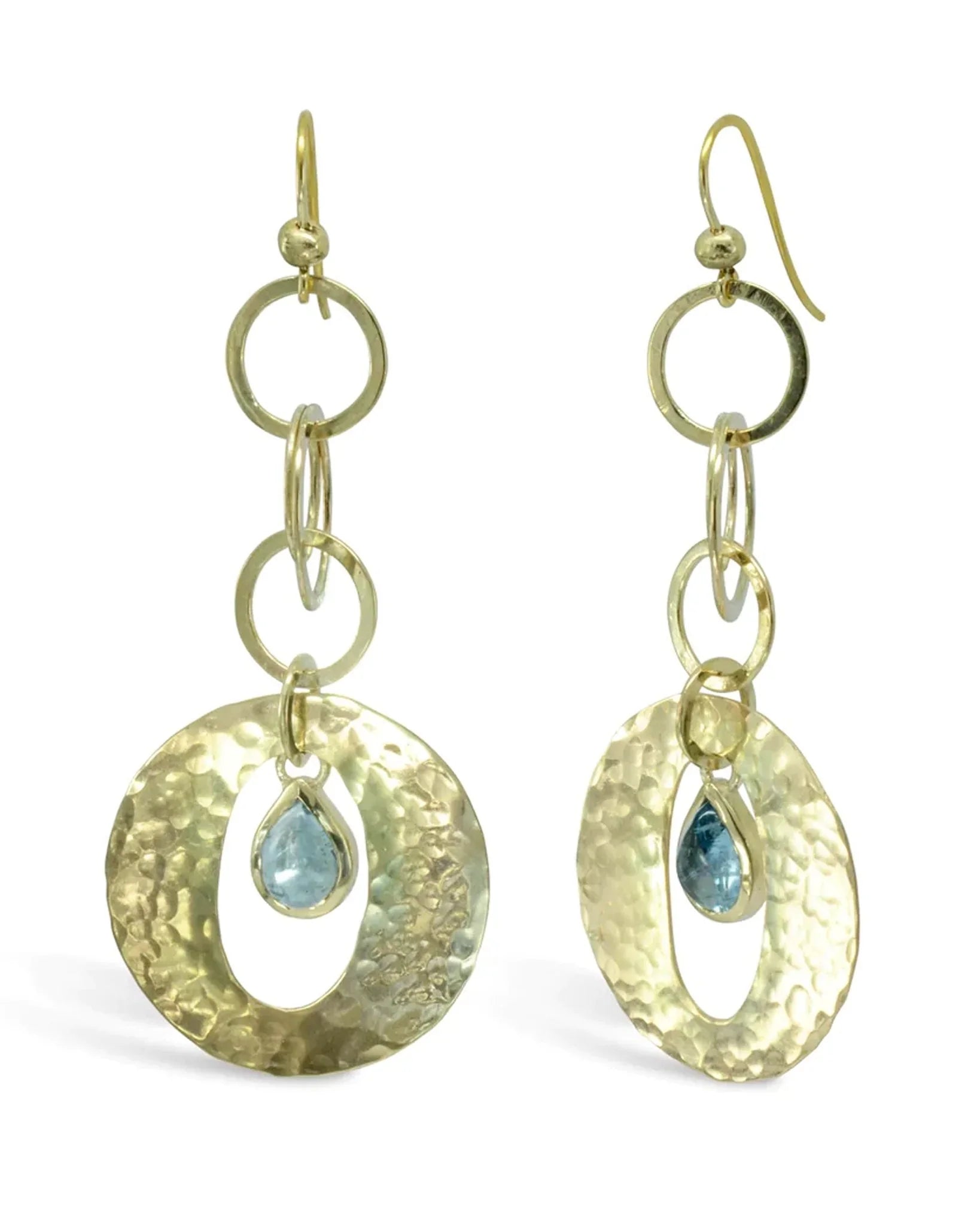 Cabochon 9ct Gold Aquamarine Drop Earrings Earrings Pruden and Smith