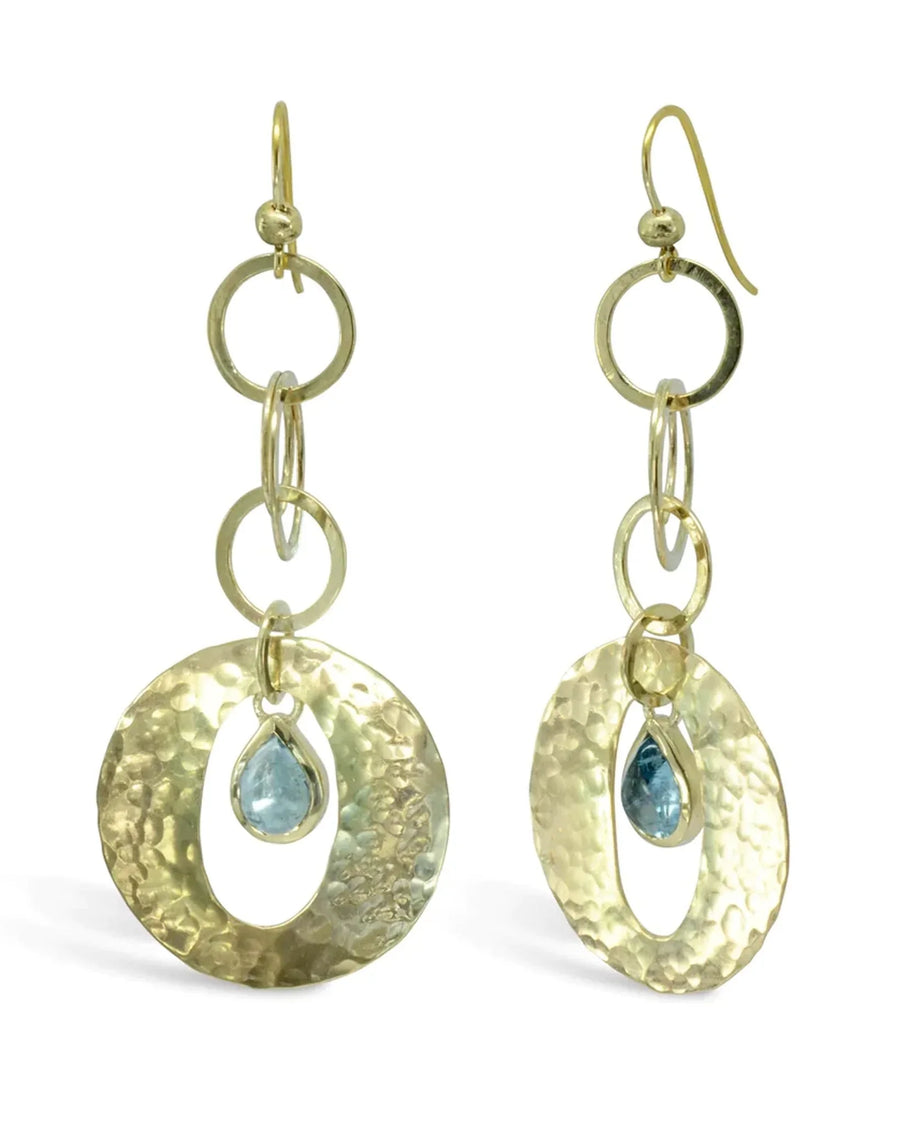 Cabochon 9ct Gold Aquamarine Drop Earrings Earrings Pruden and Smith