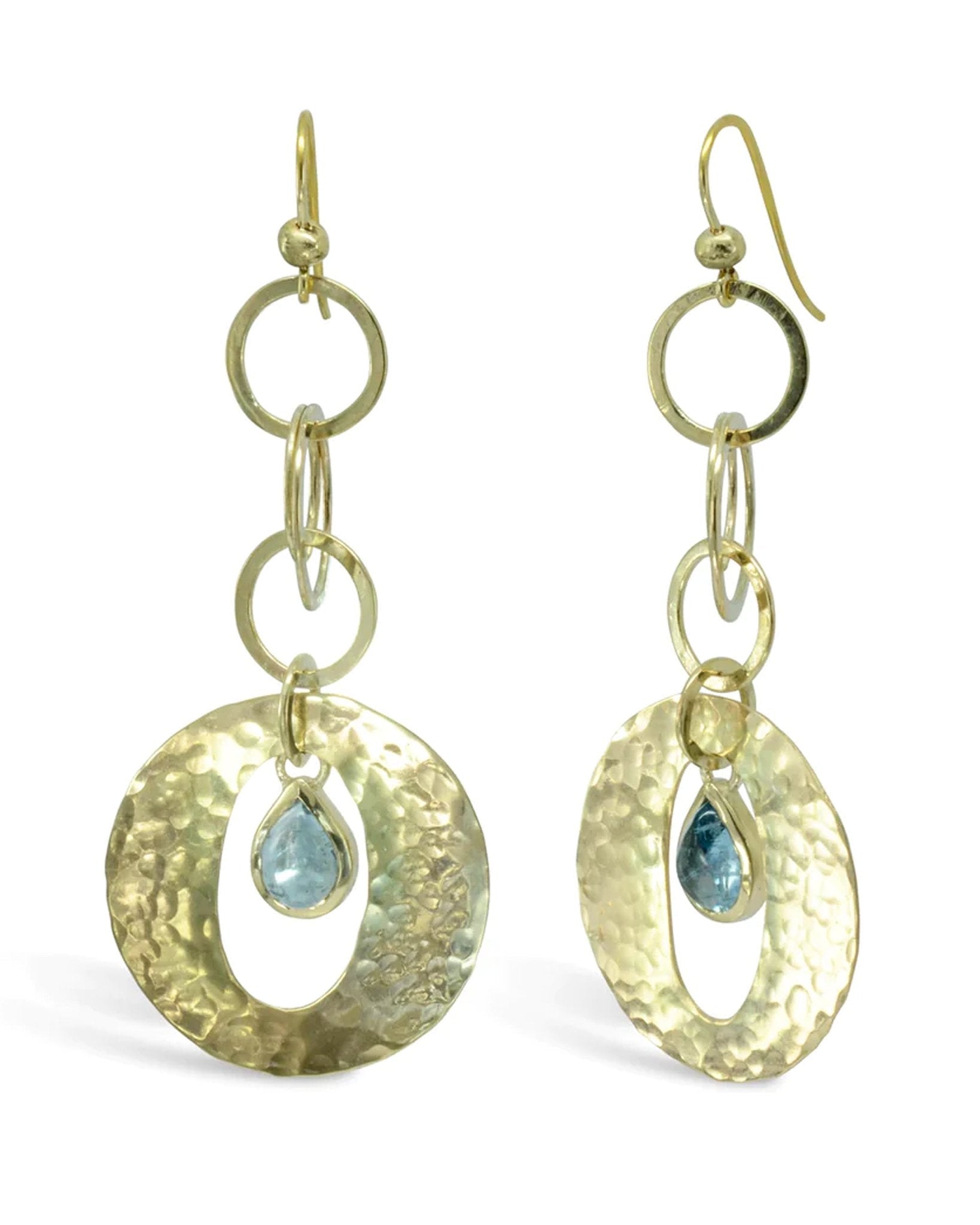 Cabochon 9ct Gold Aquamarine Drop Earrings Earrings Pruden and Smith