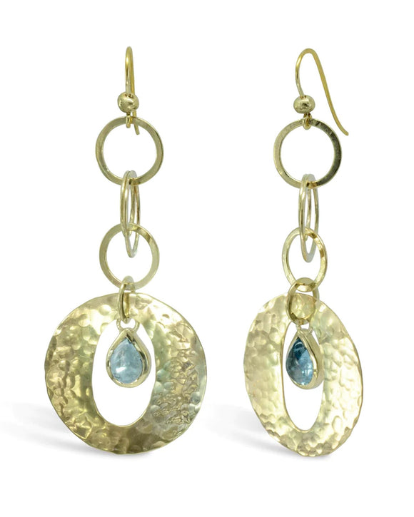 Cabochon 9ct Gold Aquamarine Drop Earrings Earrings Pruden and Smith