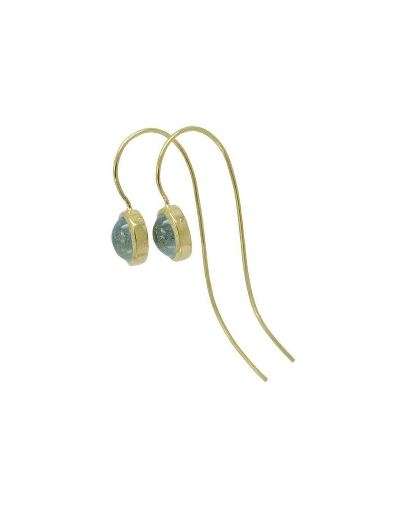 Cabochon Aquamarine Hook Gold Earrings Earrings Pruden and Smith Default Title