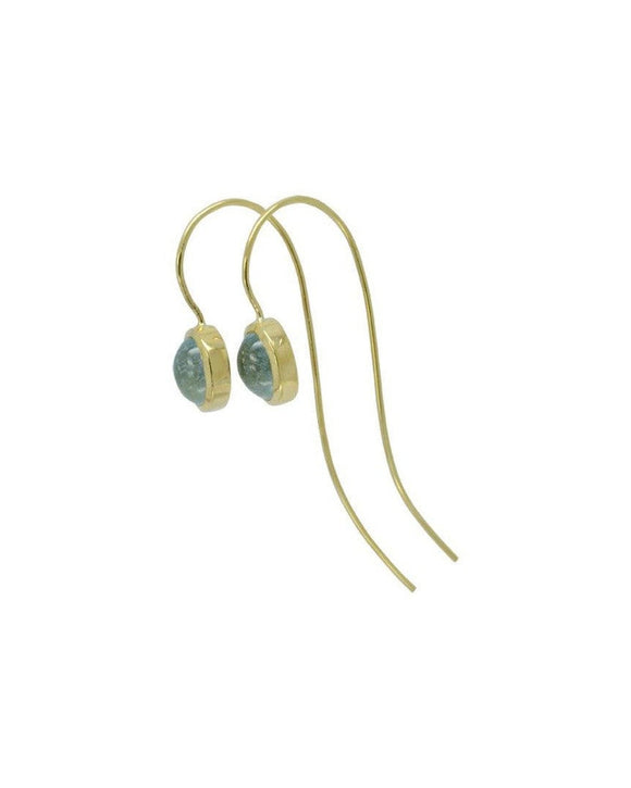 Cabochon Aquamarine Hook Gold Earrings Earrings Pruden and Smith Default Title