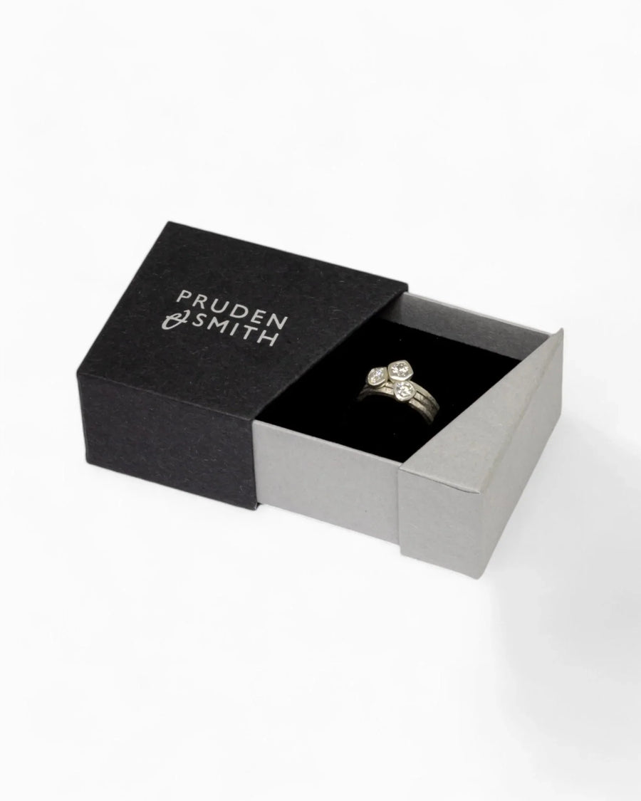 Carved Platinum Diamond Stacking Ring Set Ring Pruden and Smith