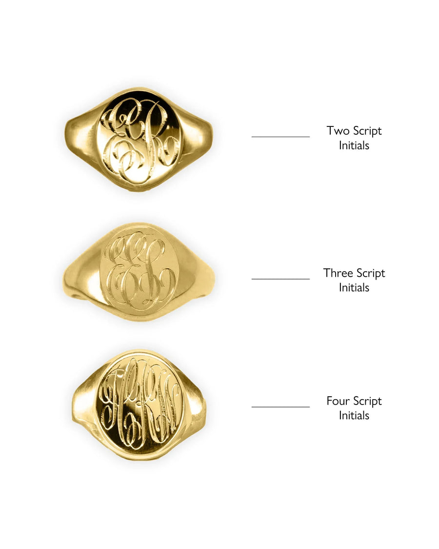 Three engraved yellow gold signet rings
