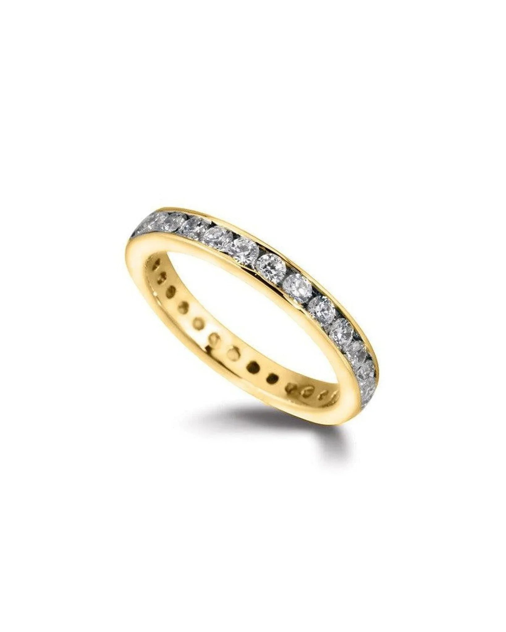 Channel Set Round Brilliant Diamond Full Eternity Ring (1ct) Ring Pruden and Smith 0.5ct - 2mm Diamonds - 3mm Width 18ct Yellow Gold