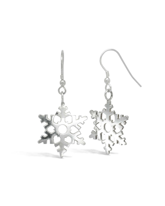 Christmas Snowflake Silver Drop Earrings Earrings Pruden and Smith
