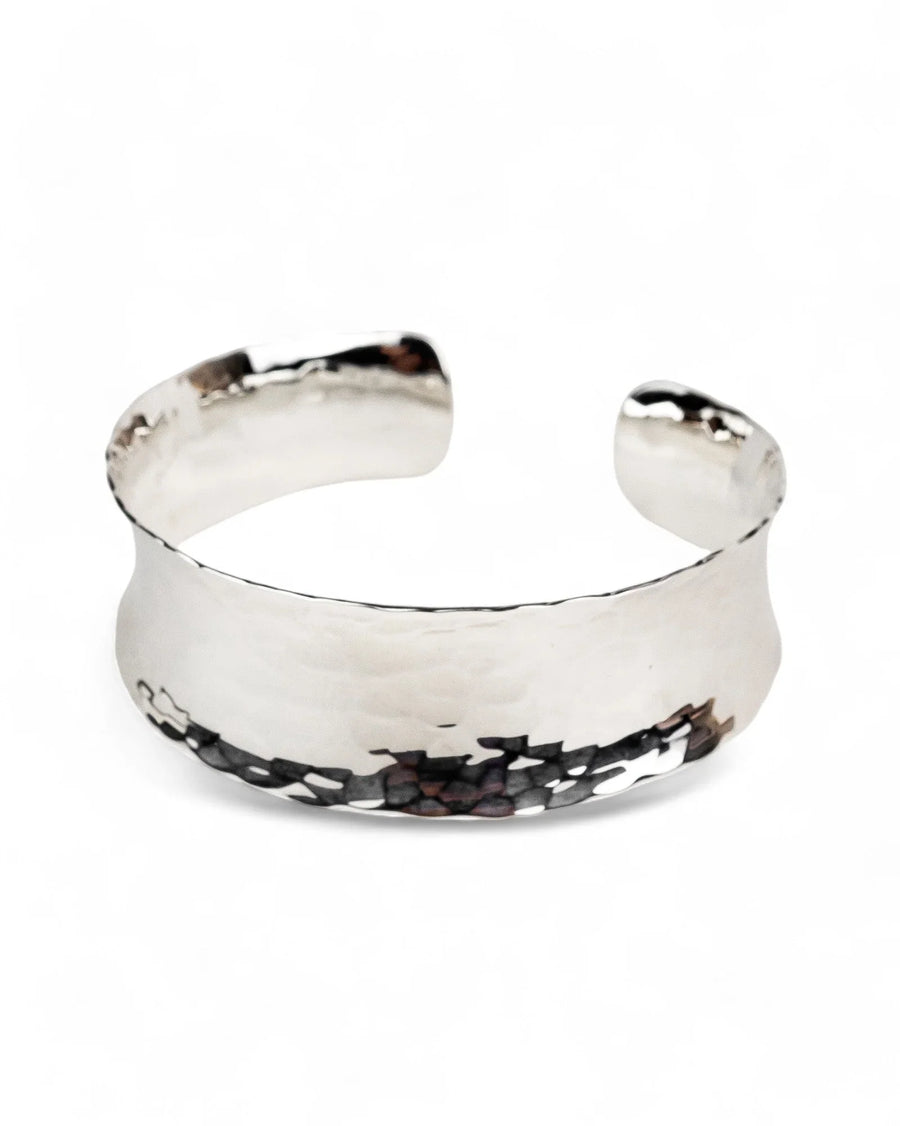 Hammered Concave Solid Silver Cuff Bangle Bangle Pruden and Smith