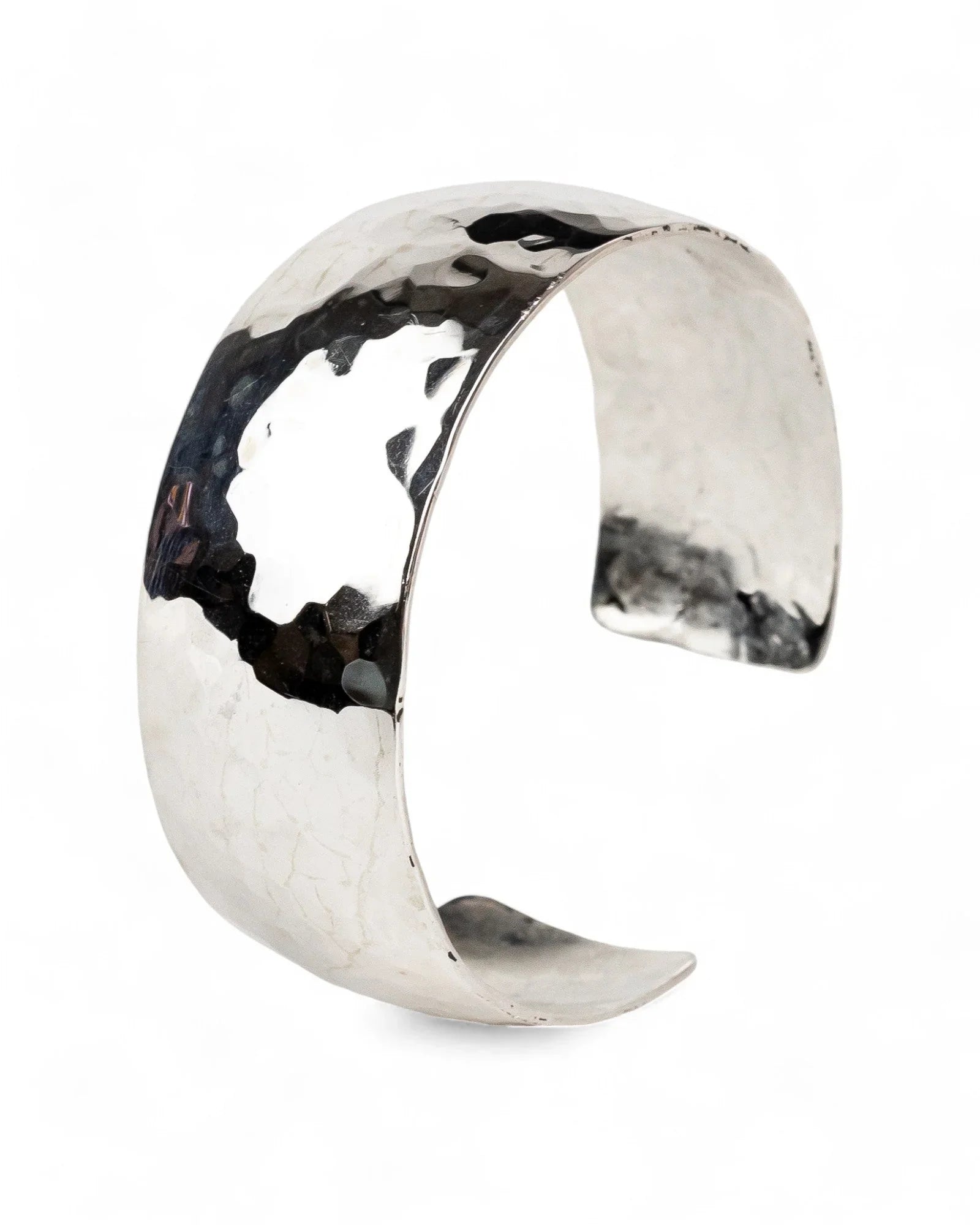 Chunky Silver Hammered Cuff Bangle | Pruden & Smith
