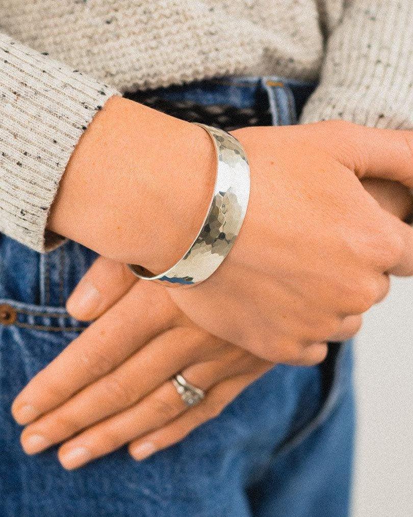 Hammered Convex Silver Cuff Bangles Bangle Pruden and Smith 20mm