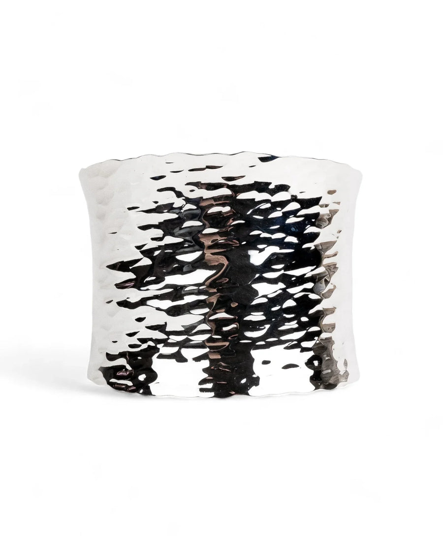 Hammered Concave Solid Silver Cuff Bangle (Wide) Bangle Pruden and Smith
