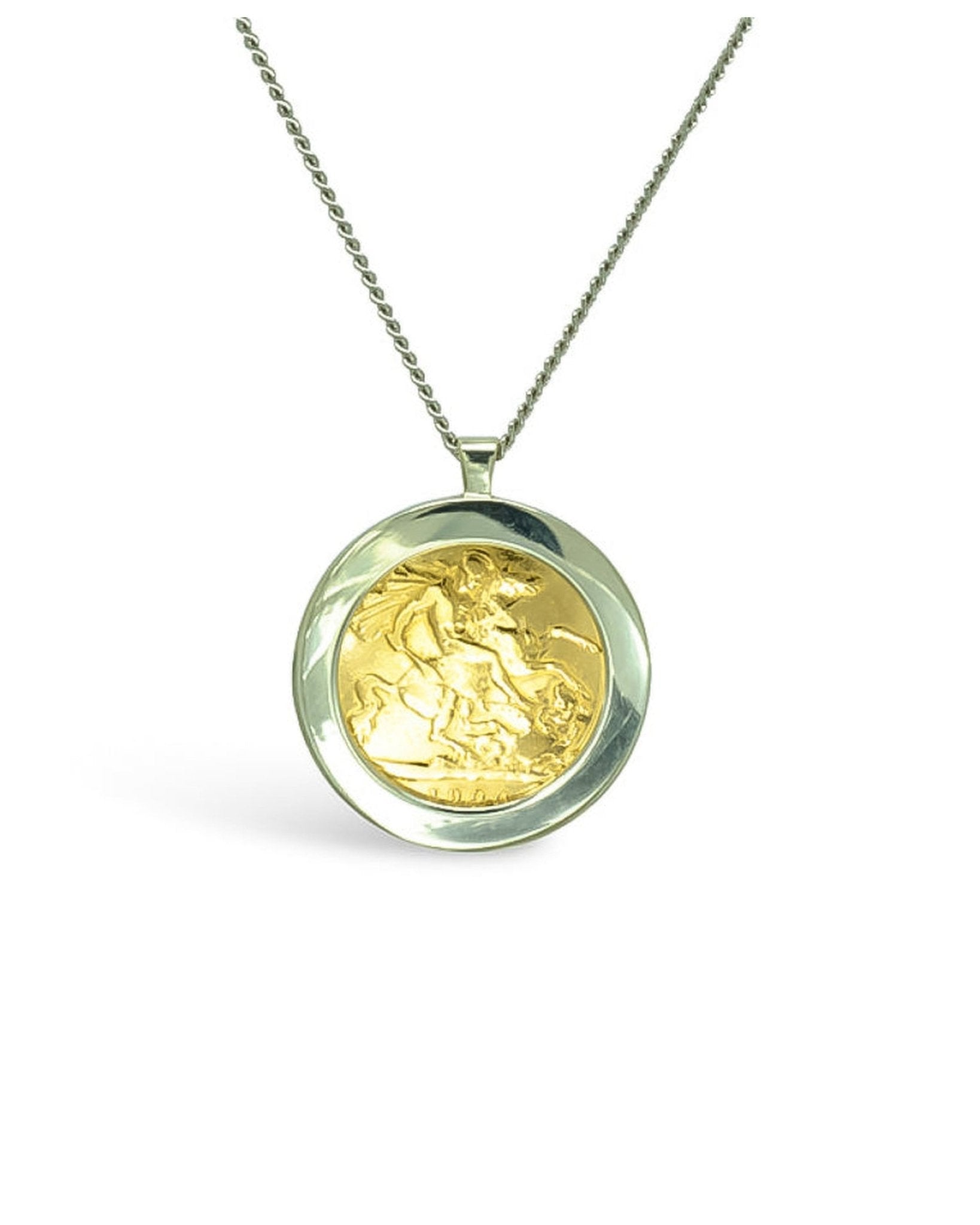 Chunky White Gold Sovereign Mount Pendant Pendant Pruden and Smith