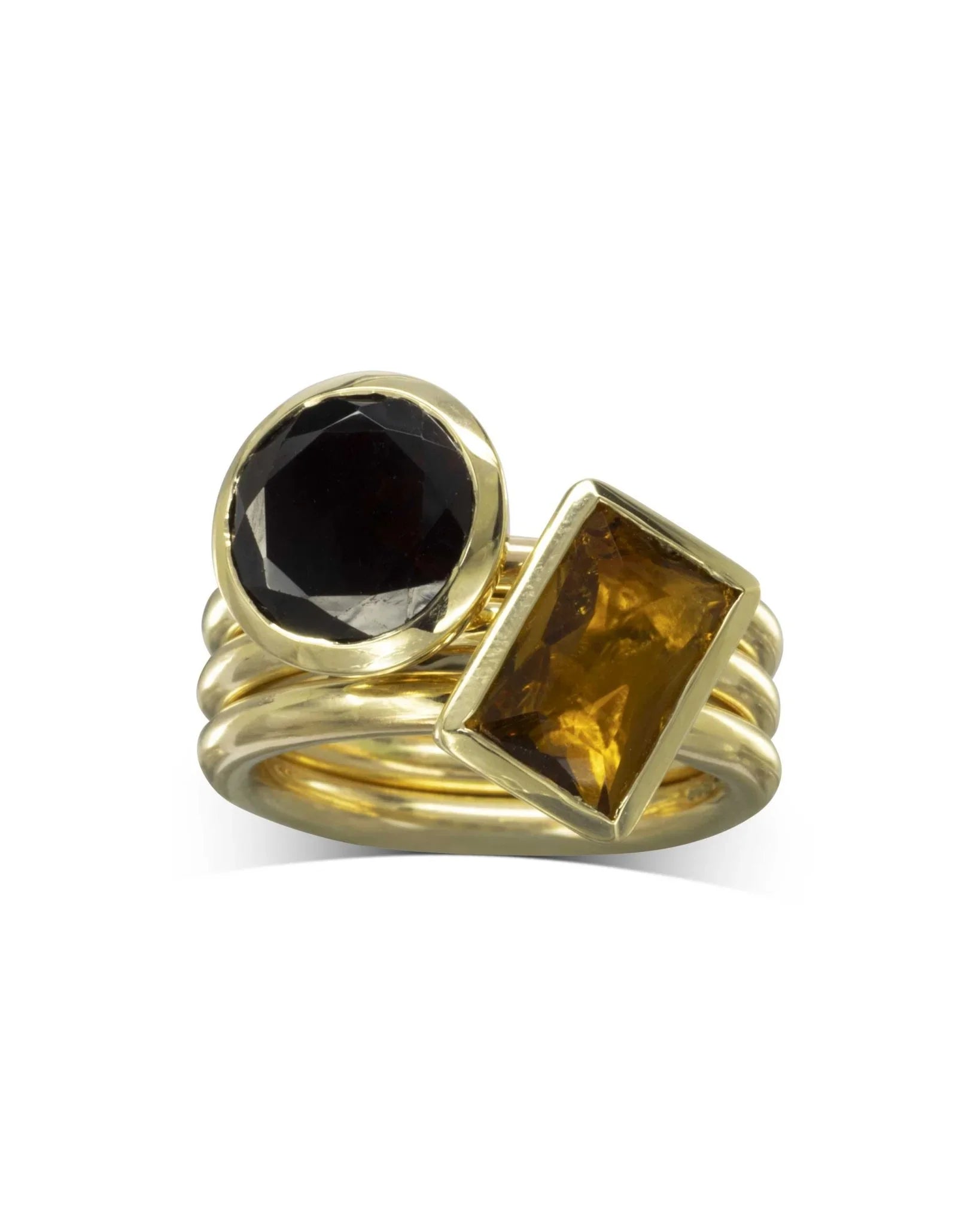 Citrine and Smokey Quartz Stacking Ring Set Ring Pruden and Smith