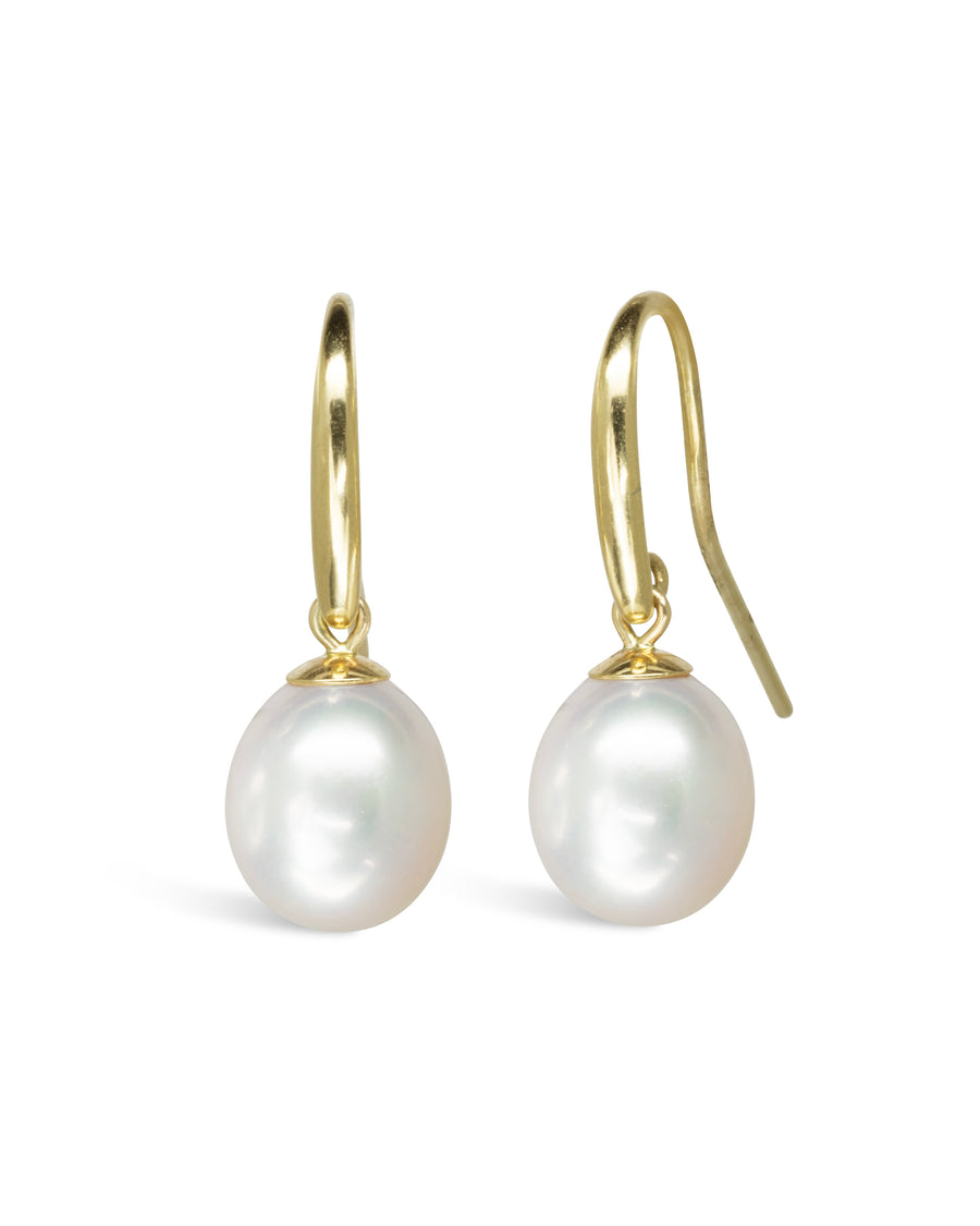 Classic Pearl Drop Yellow Gold Earrings Pruden and Smith