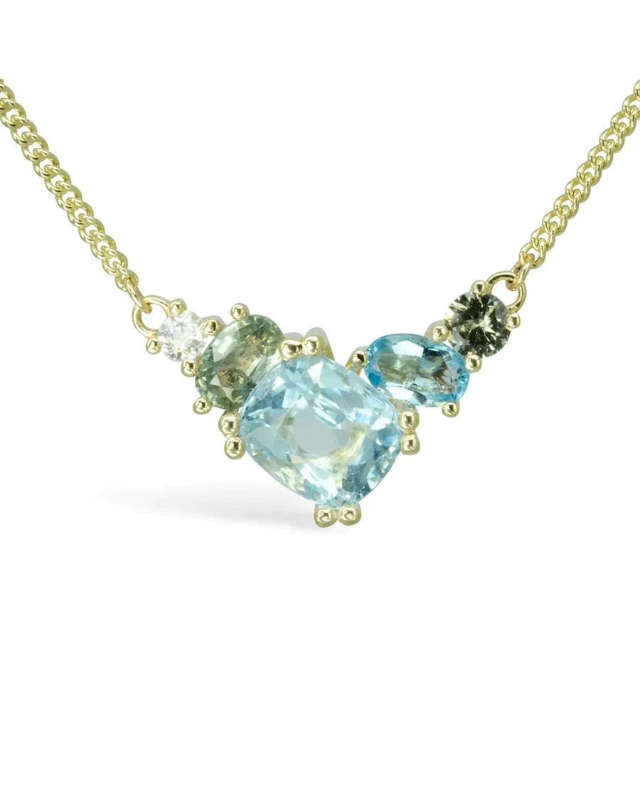 Claw Cluster Multi Colour Aquamarine and Sapphire Pendant Pendant Pruden and Smith