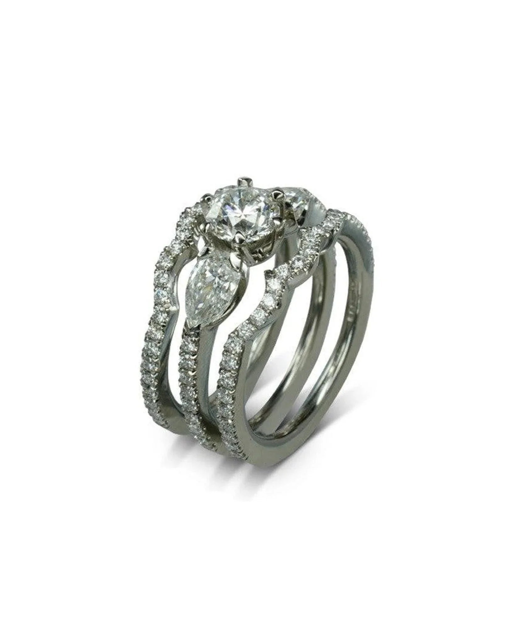 Claw Round and Pear Shaped Diamond Trilogy Ring Ring Pruden and Smith