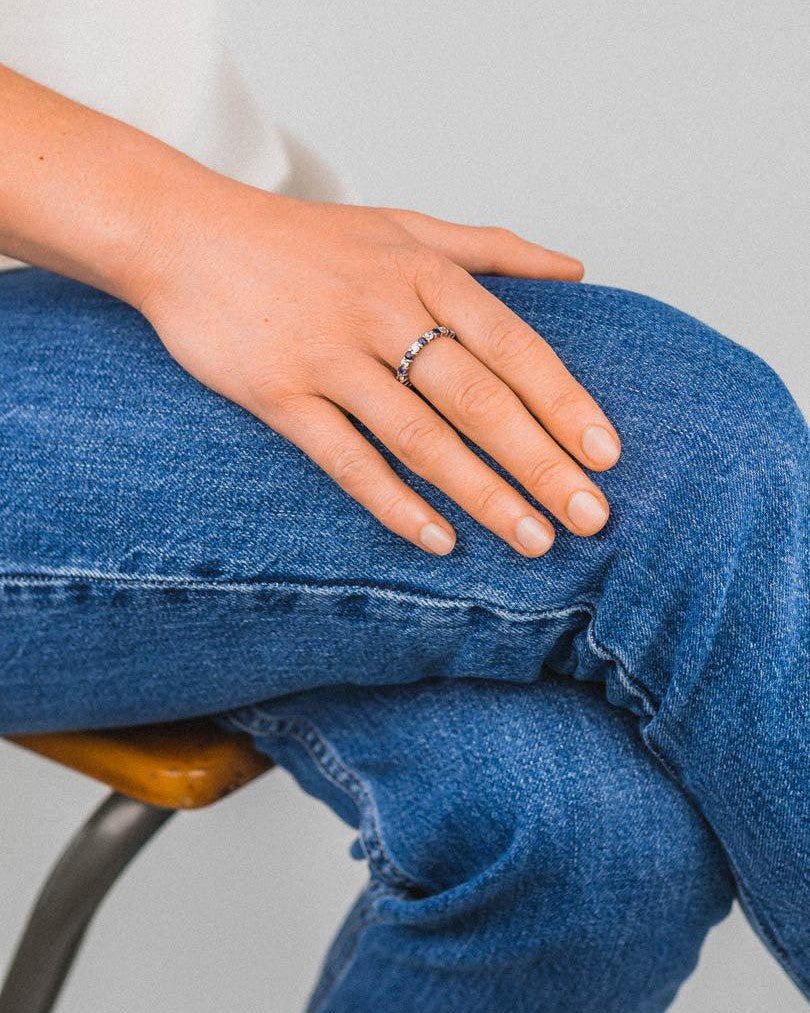 Claw Set Gemstone Full Eternity Ring Ring Pruden and Smith