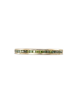 Green Diamond Yellow Gold Hinged Eternity Ring Ring Pruden and Smith   