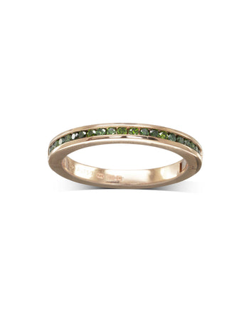 Green Diamond Rose Gold Hinged Eternity Ring Ring Pruden and Smith   