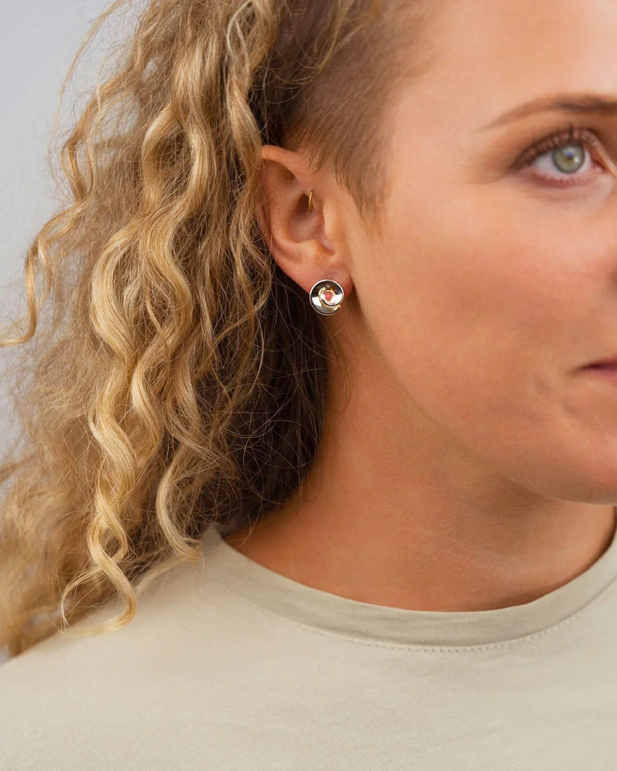 Concave Curl Silver Stud Earrings Earrings Pruden and Smith