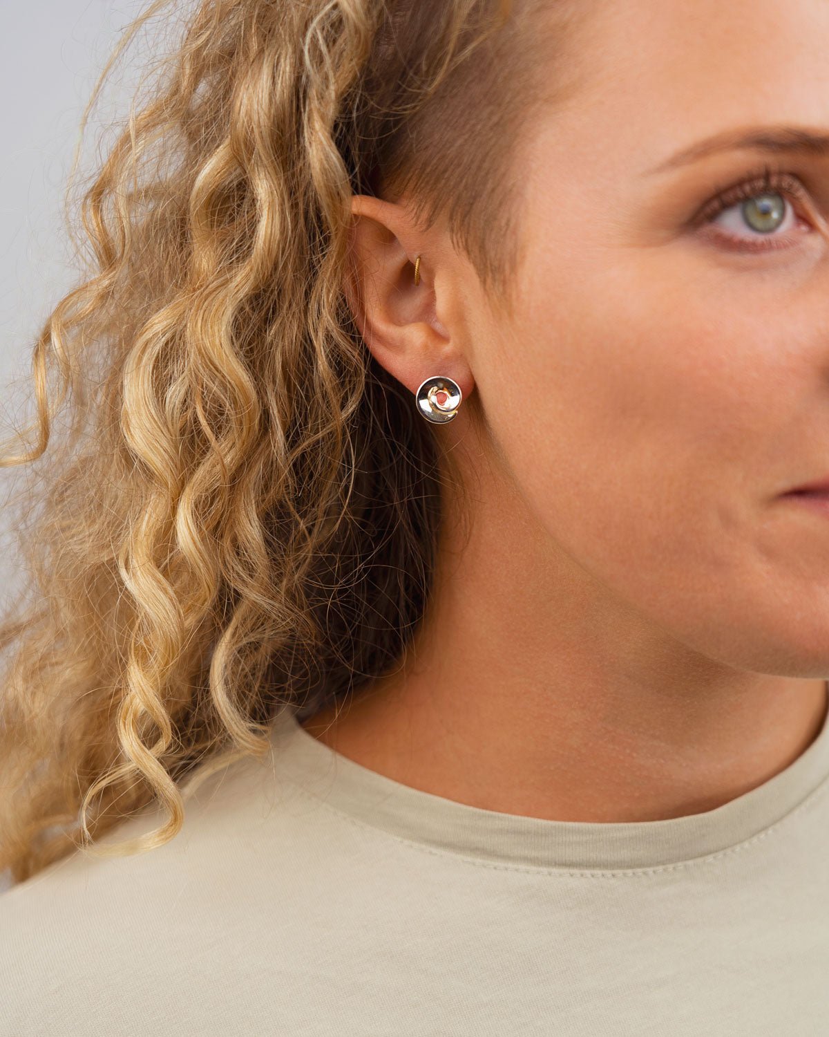 Concave Curl Silver Stud Earrings Earrings Pruden and Smith