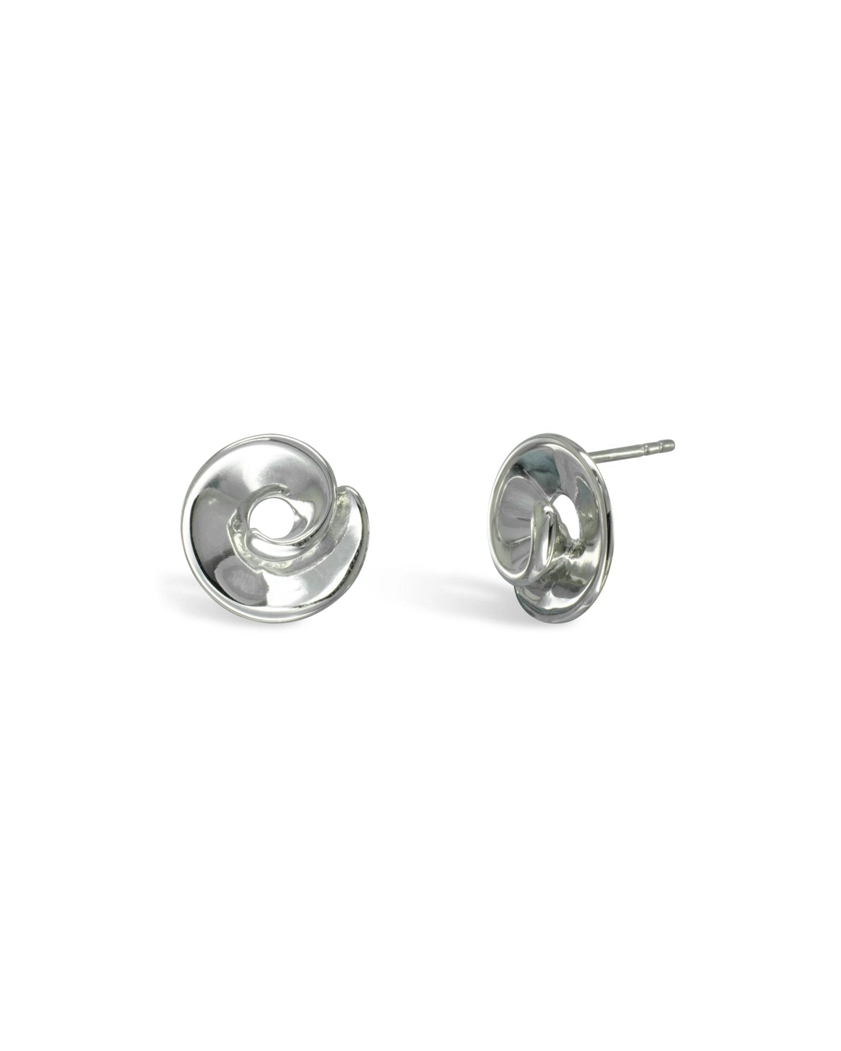 Concave Curl Silver Stud Earrings Earrings Pruden and Smith