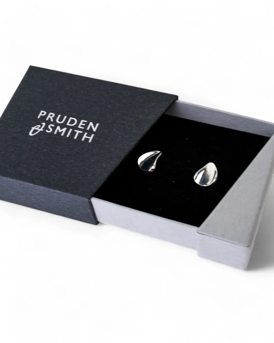 Concave Silver Twist Stud Earrings Earrings Pruden and Smith