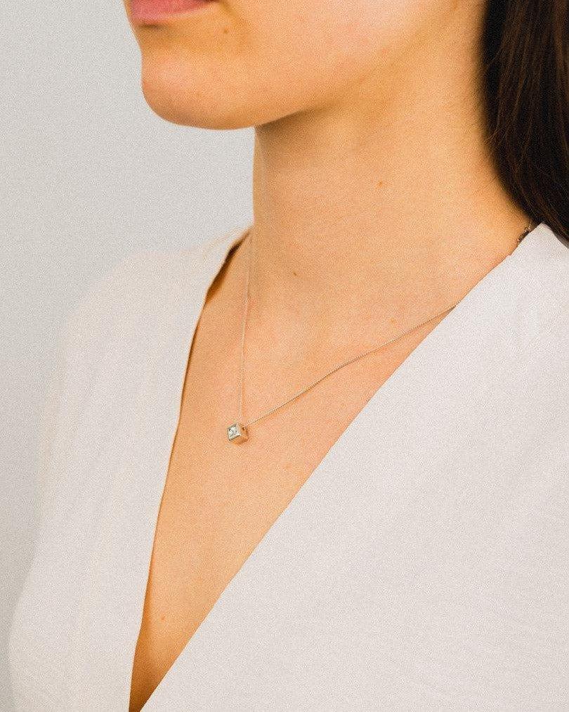 Cube Princess Cut Diamond Platinum Pendant Pendant Pruden and Smith