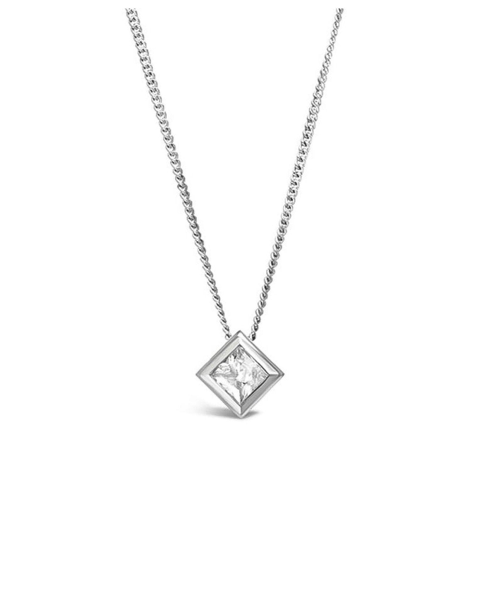 Cube Princess Cut Diamond Platinum Pendant Pendant Pruden and Smith