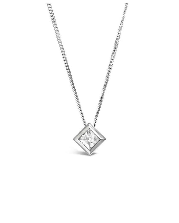 Cube Princess Cut Diamond Platinum Pendant Pendant Pruden and Smith