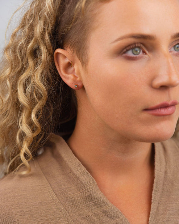 Cube Princess Cut Diamond Stud Earrings Earrings Pruden and Smith