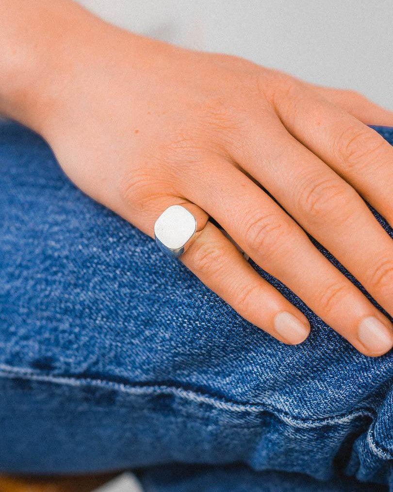 Cushion Signet Ring Ring Pruden and Smith Silver 14x13mm