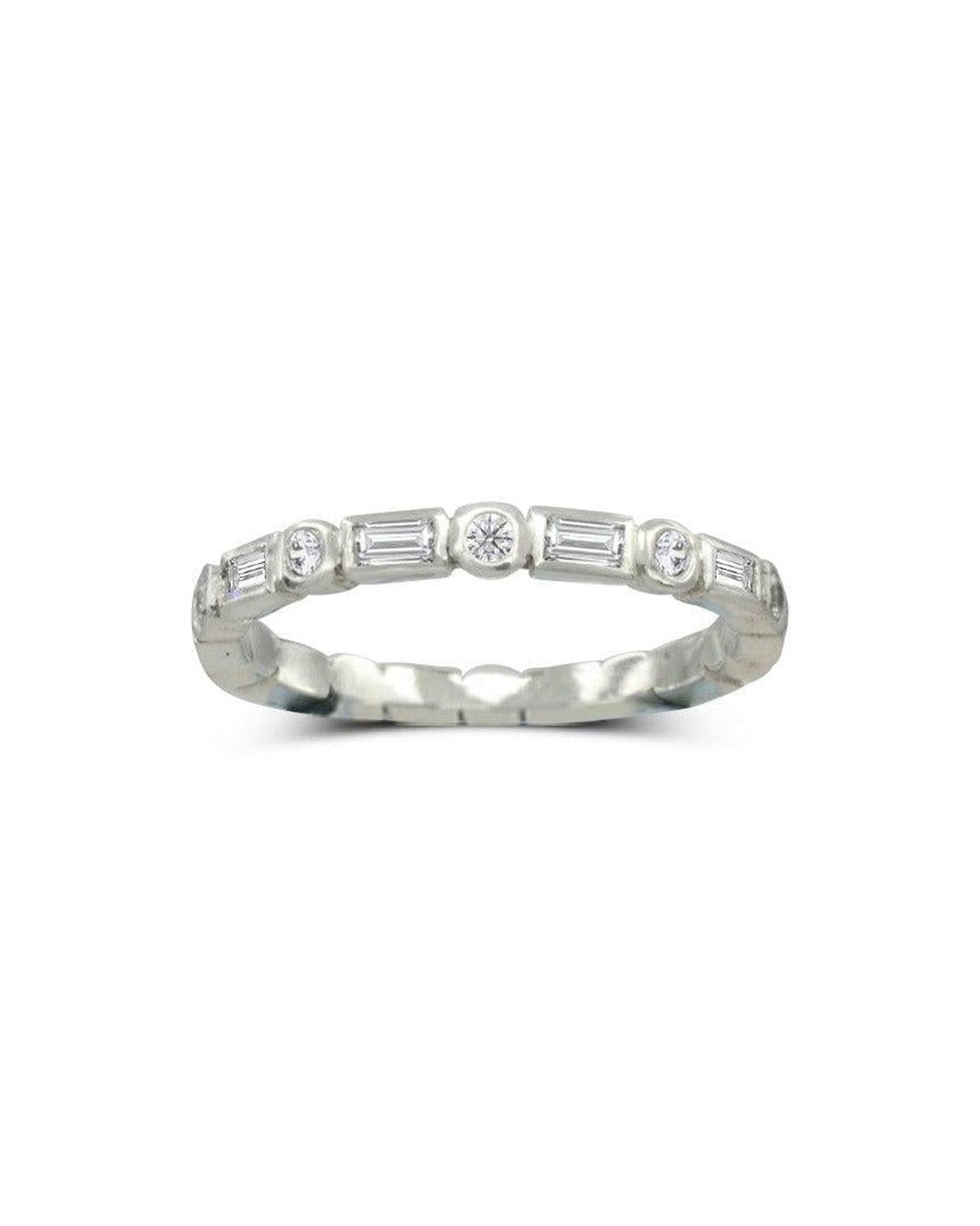 Dainty Alternating Baguette and Round Diamond Eternity Ring Ring Pruden and Smith