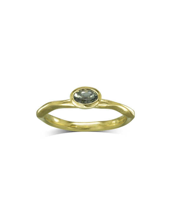 Dainty Green Sapphire Engagement Ring Ring Pruden and Smith