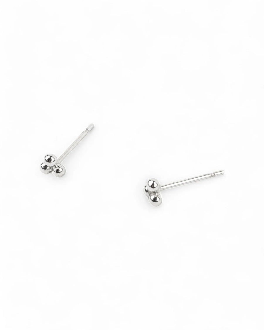 Dainty Nugget Three Bead Yellow Gold Stud Earrings Earrings Pruden and Smith