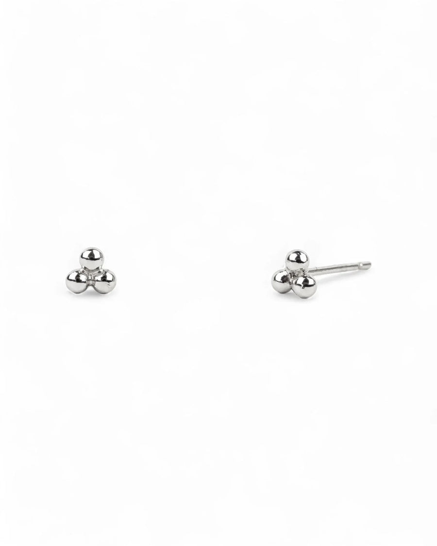 Dainty Nugget Three Bead Yellow Gold Stud Earrings Earrings Pruden and Smith