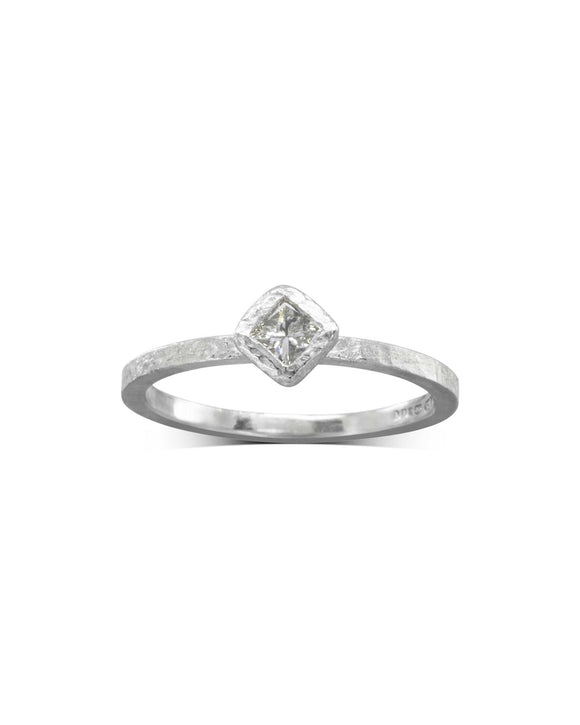 Dainty Rough Hammered Diamond Engagement Ring Ring Pruden and Smith