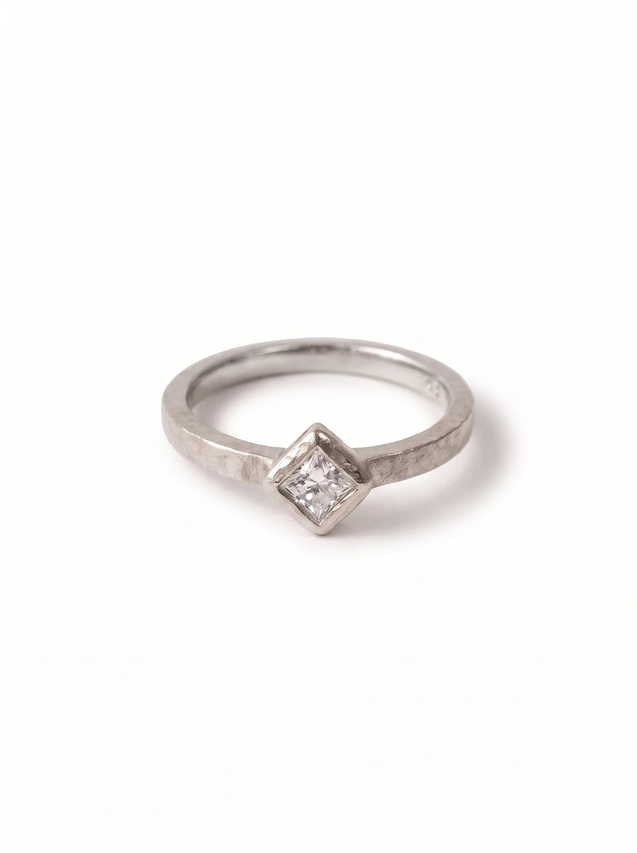 Dainty Rough Hammered Engagement Ring