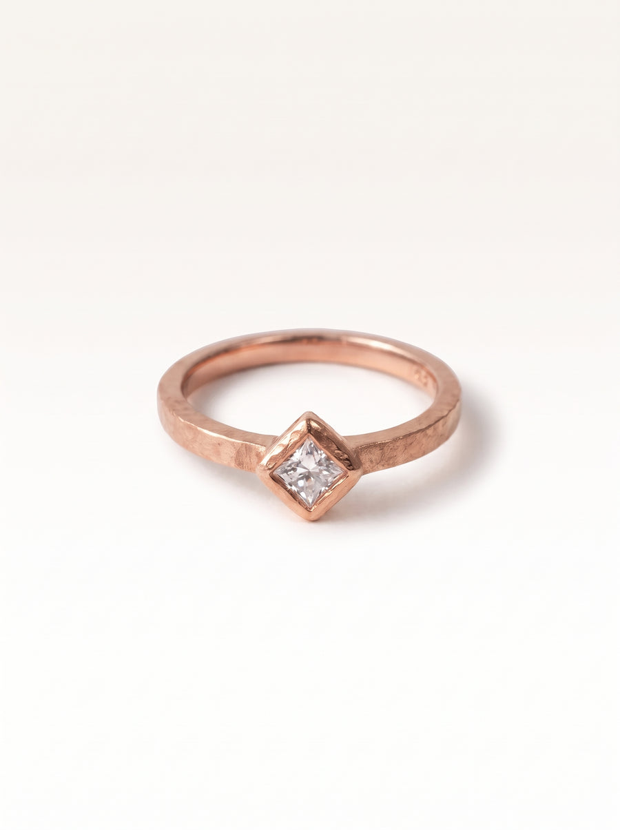 Dainty Rough Hammered Engagement Ring