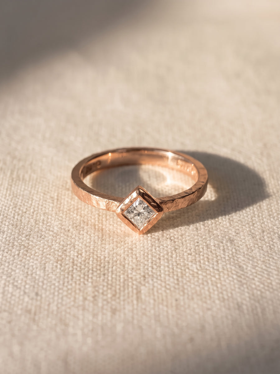 Dainty Rough Hammered Engagement Ring
