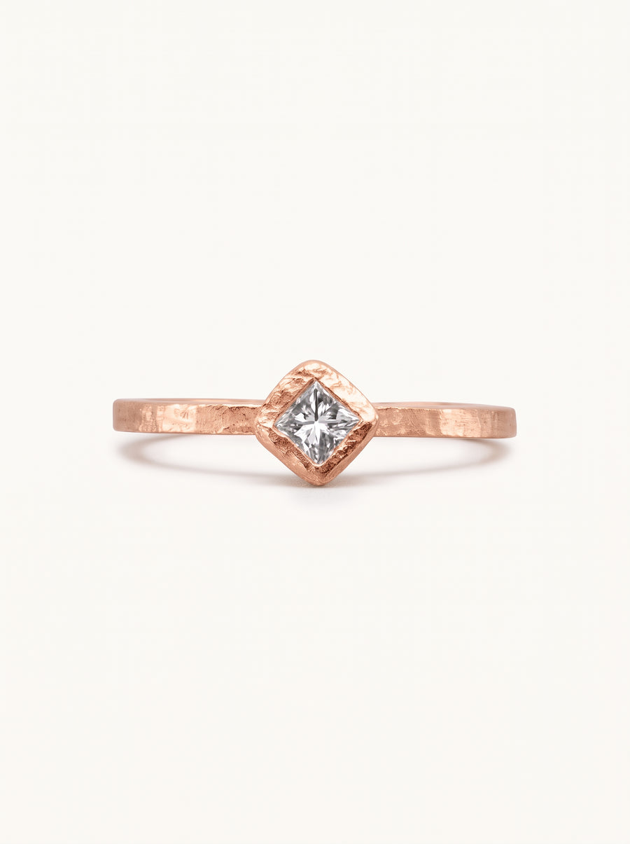 Dainty Rough Hammered Engagement Ring