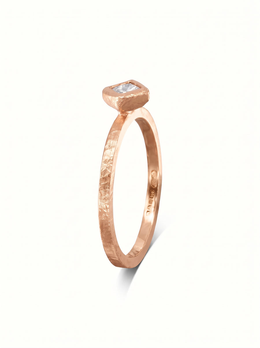 Dainty Rough Hammered Engagement Ring