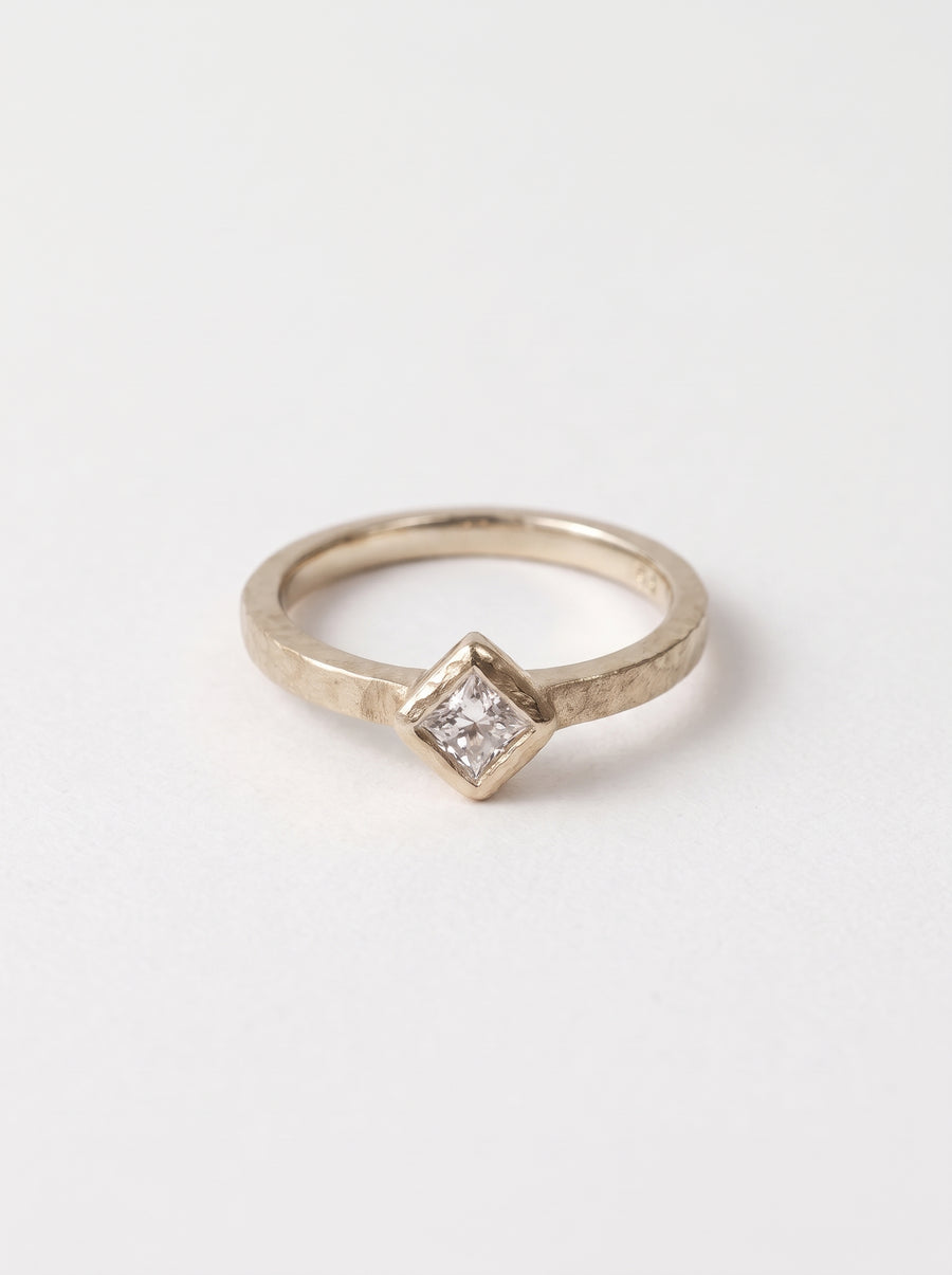 Dainty Rough Hammered Engagement Ring