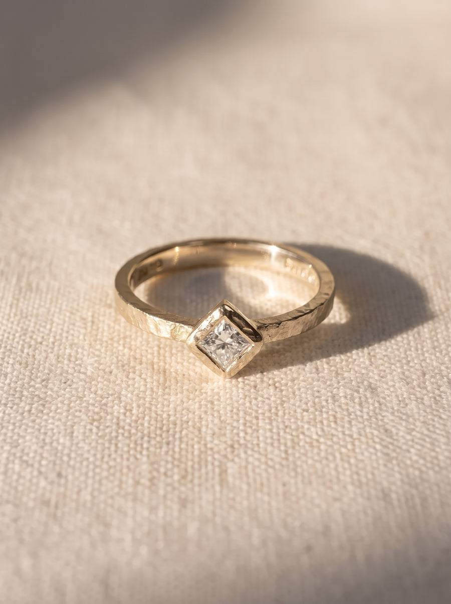 Dainty Rough Hammered Engagement Ring