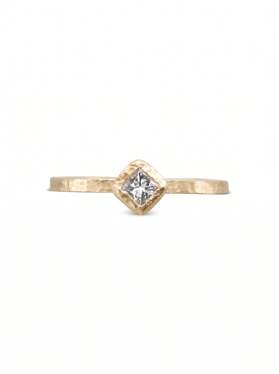Dainty Rough Hammered Engagement Ring