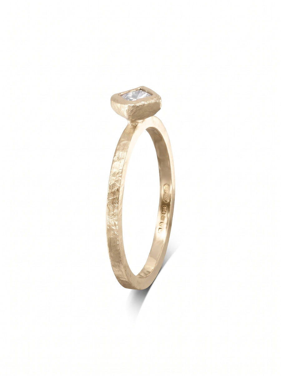 Dainty Rough Hammered Engagement Ring