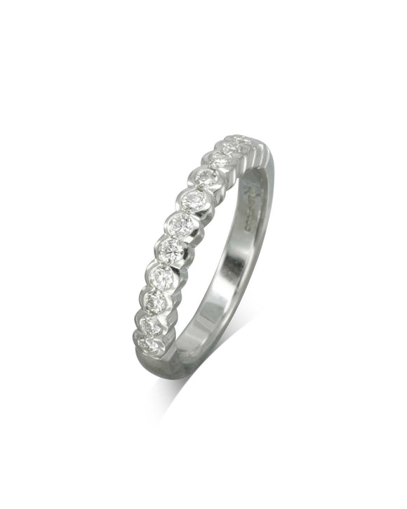 Dainty Scalloped Edge Diamond Half Eternity Ring Ring Pruden and Smith